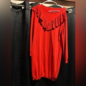 Ruffled sweater dress